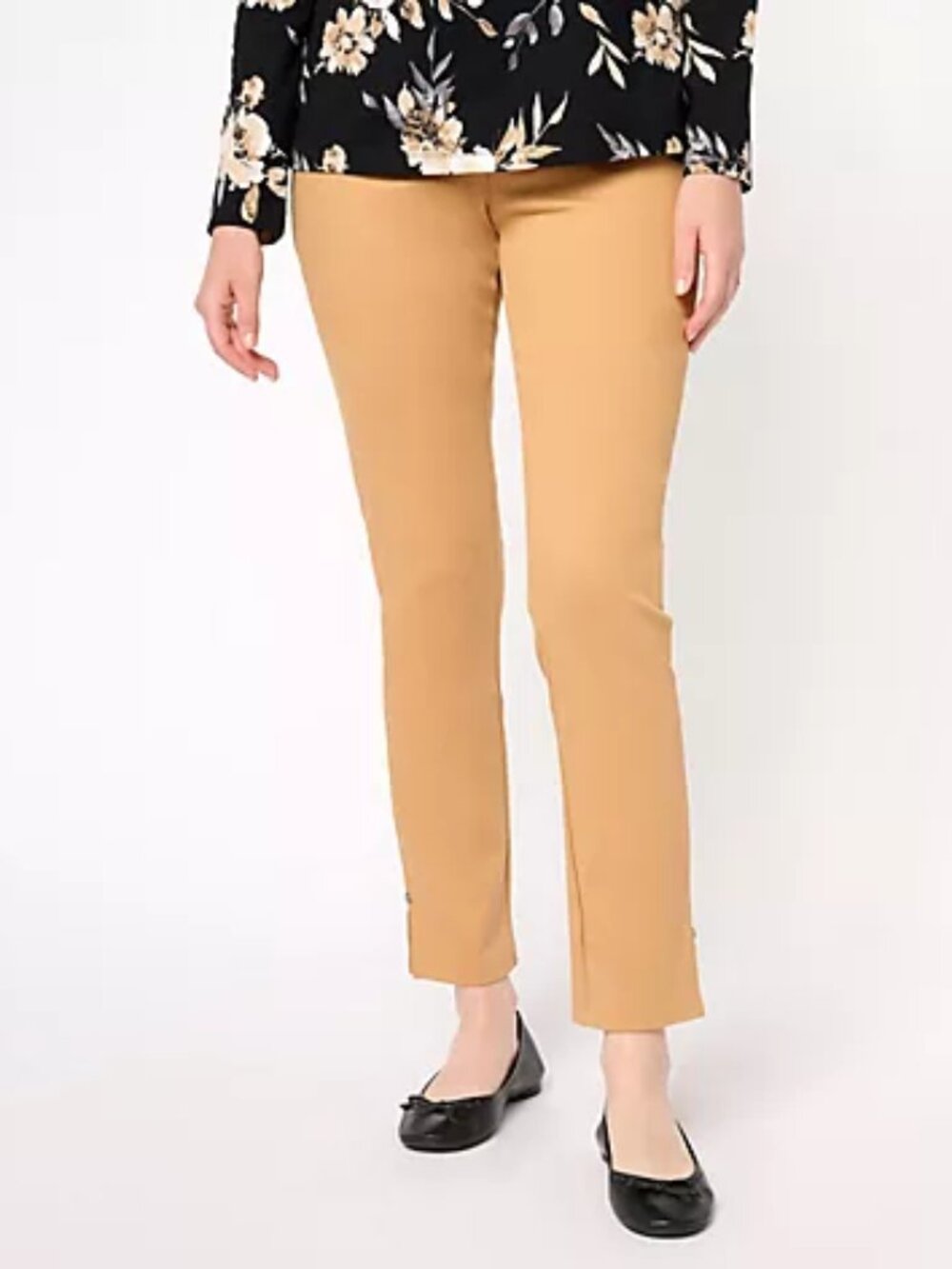 Denim & Co. Signature Knit Easy Flex Twill Slim Pant Carmel L